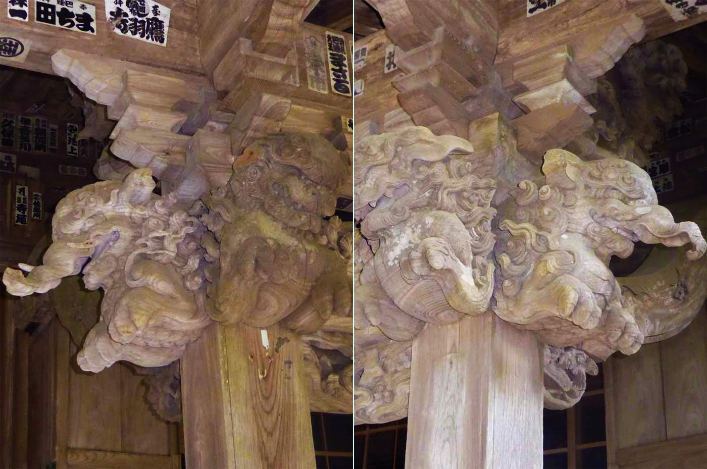 小網寺の獅子の彫刻