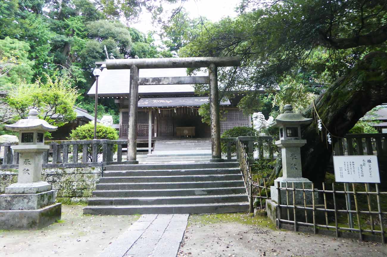 莫越山神社境内と拝殿の画像