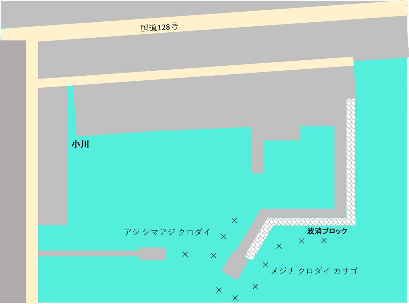 浜行川港のポイント図