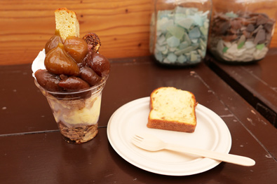 いちじくパフェとパウンドケーキ
