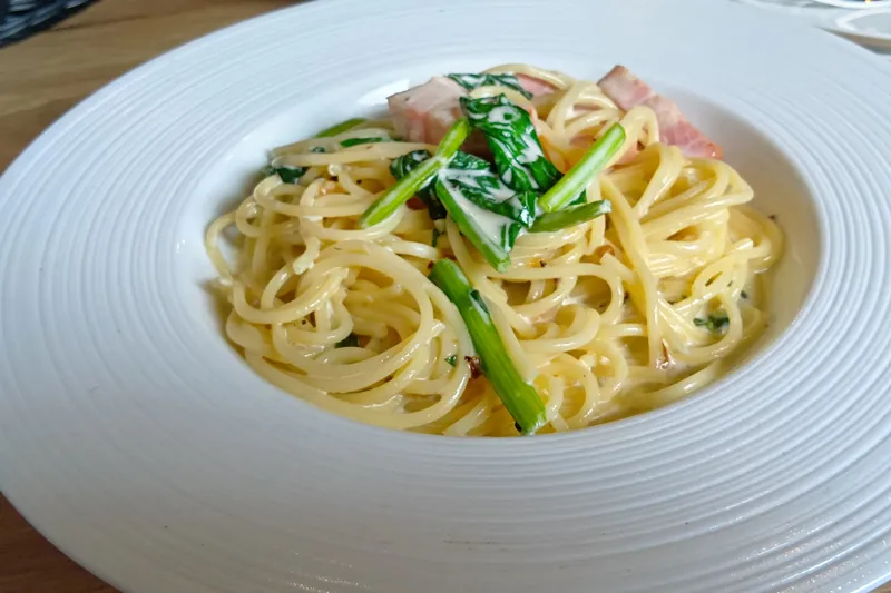 ベーコンとほうれん草のパスタ